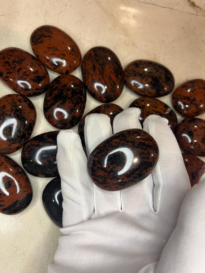 Polished Mahogany Obsidian Palm Stone: Chakra Worry Stone Home Decor Worry Pocket Stress Anxiety Palm Stone
