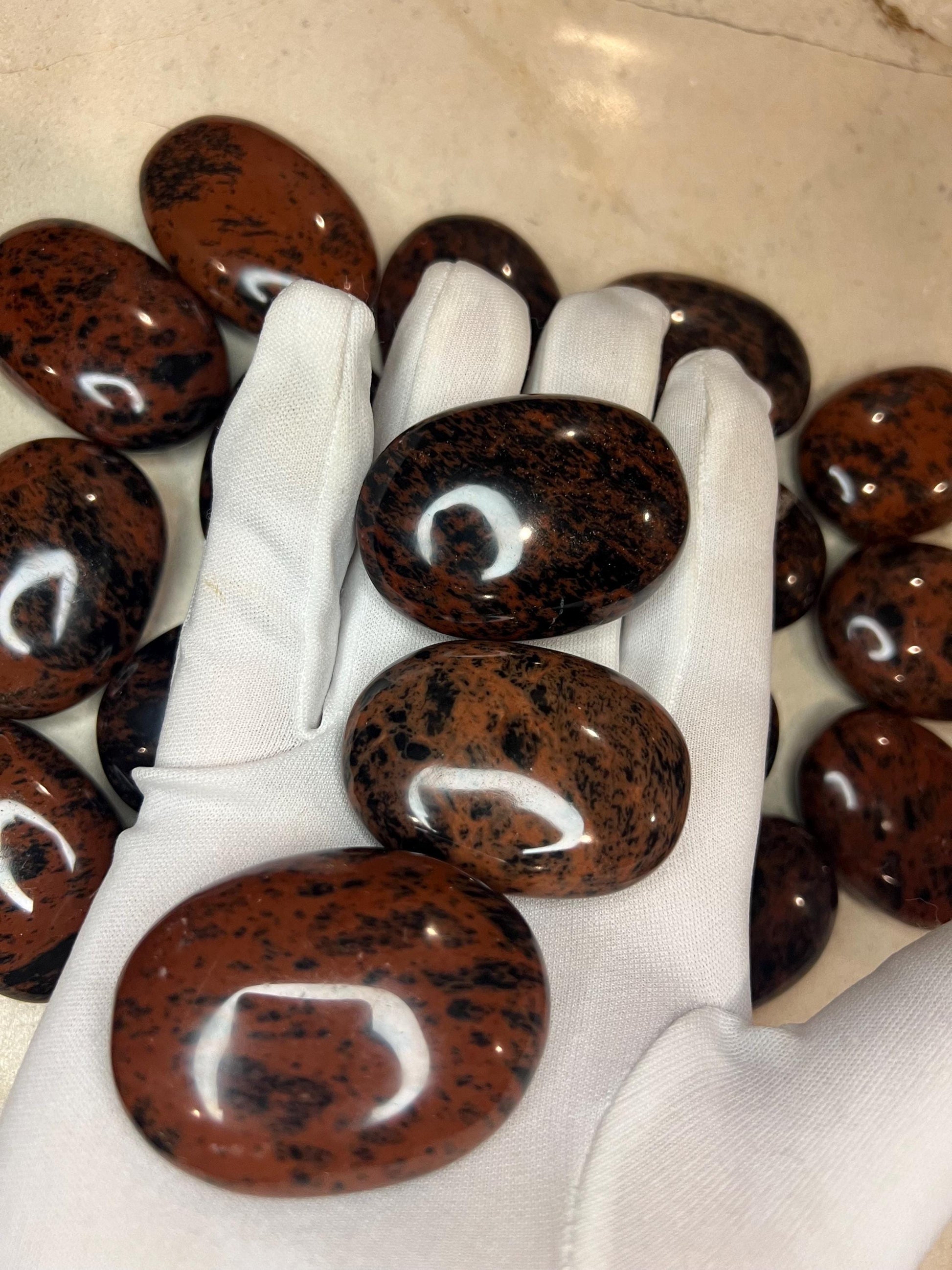 Polished Mahogany Obsidian Palm Stone: Chakra Worry Stone Home Decor Worry Pocket Stress Anxiety Palm Stone