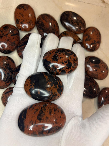 Polished Mahogany Obsidian Palm Stone: Chakra Worry Stone Home Decor Worry Pocket Stress Anxiety Palm Stone