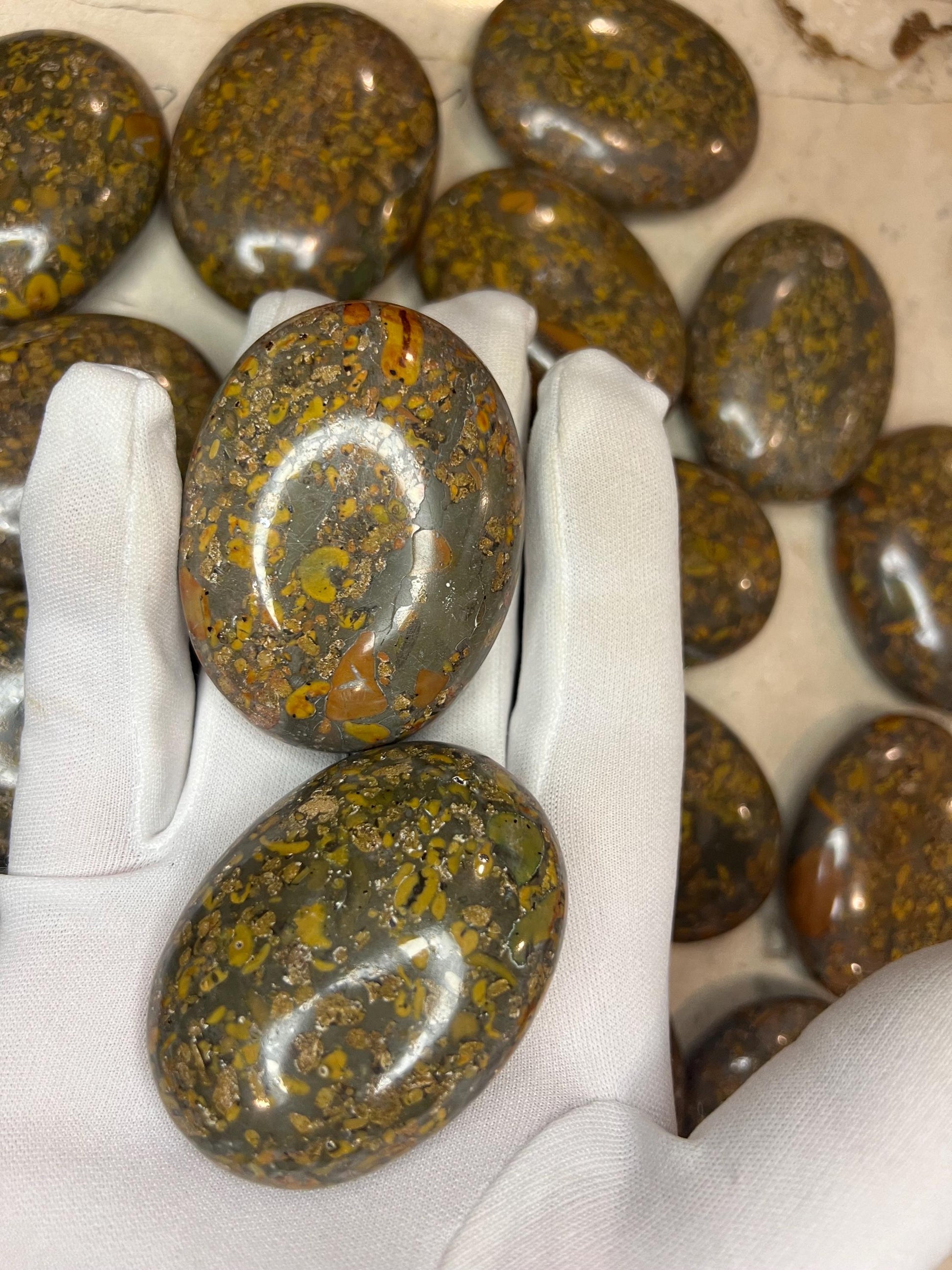 Rajasthan Ajooba Jasper Picture Jasper Natural Palm Stone Smooth Polished Carved Crystal Worry Anxiety Distraction Meditation Christmas Gift