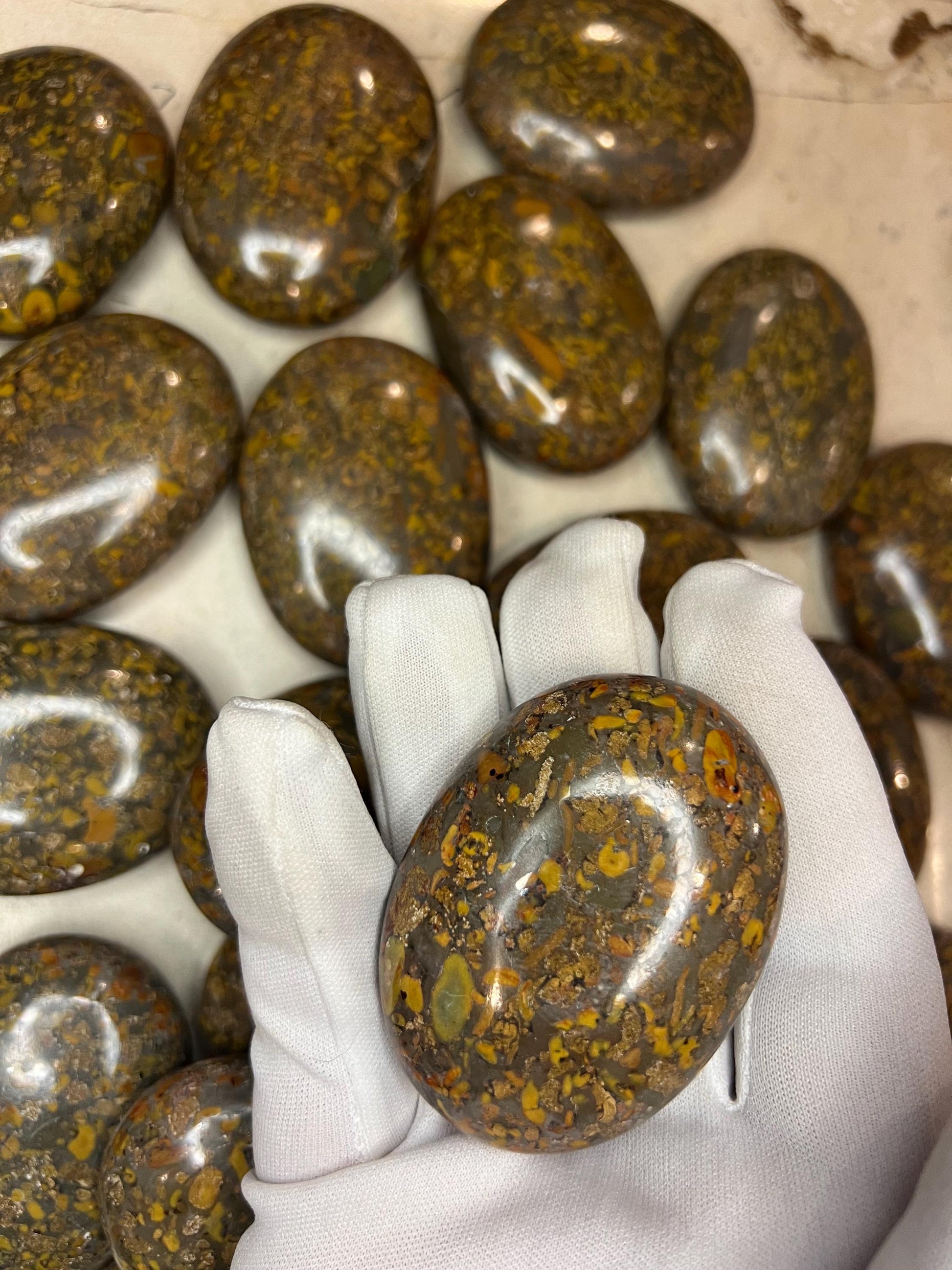 Rajasthan Ajooba Jasper Picture Jasper Natural Palm Stone Smooth Polished Carved Crystal Worry Anxiety Distraction Meditation Christmas Gift