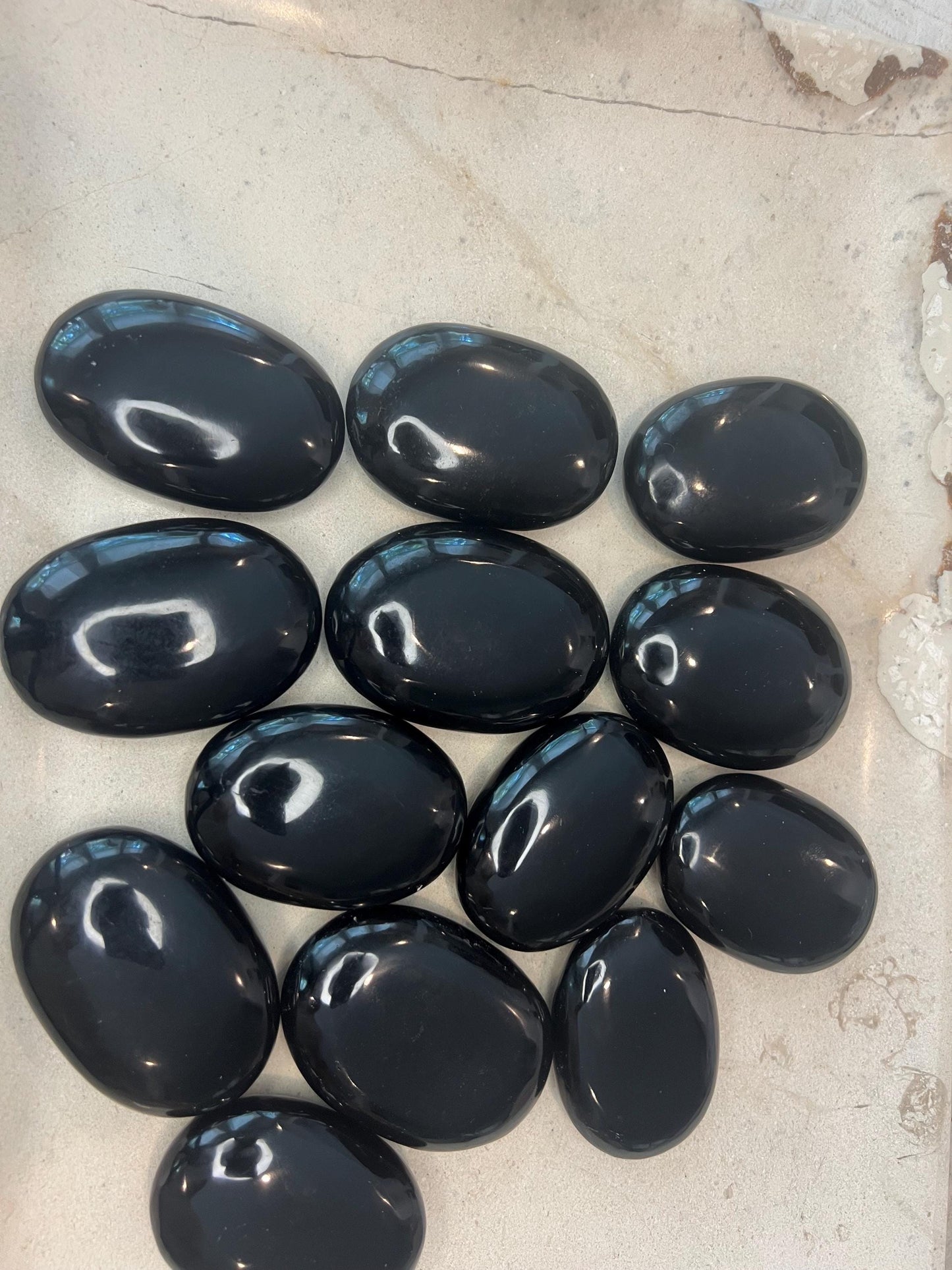 Indian Black Obsidian Polished Palm Stone Pocket Anxiety Worry Chakra Anxiety Home Decor Christmas Holiday Gift Worry Christmas Birthday