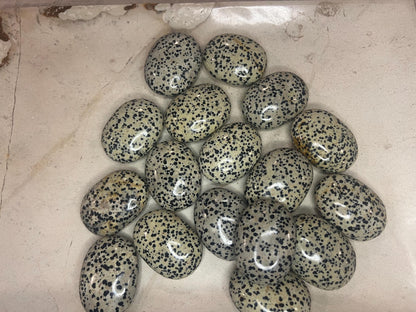 Indian Dalmation Jasper Palm Stone: Smooth Crystal Thumb Stone Home Decor Worry Pocket Stress Anxiety Palm Stone