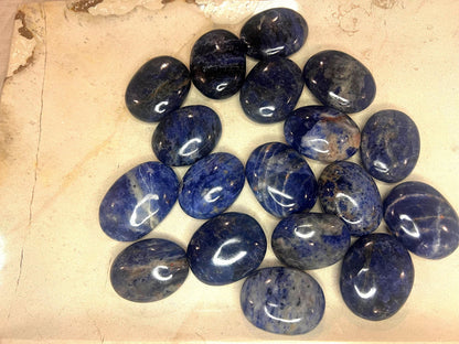 Indian Blue Sodalite Palm Stone: Polished Carved Crystal Home Decor Worry Pocket Stress Anxiety Palm Stone