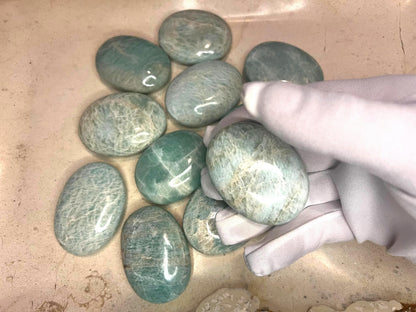Amazonite Palm Stone: Polished Crystal for Meditation & Anxiety Relief Home Decor Worry Pocket Stress Anxiety Palm Stone