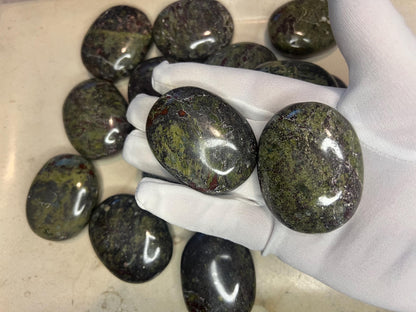 Indian Bloodstone Palm Stone: Polished Worry Stone, Home Decor Home Decor Worry Pocket Stress Anxiety Palm Stone