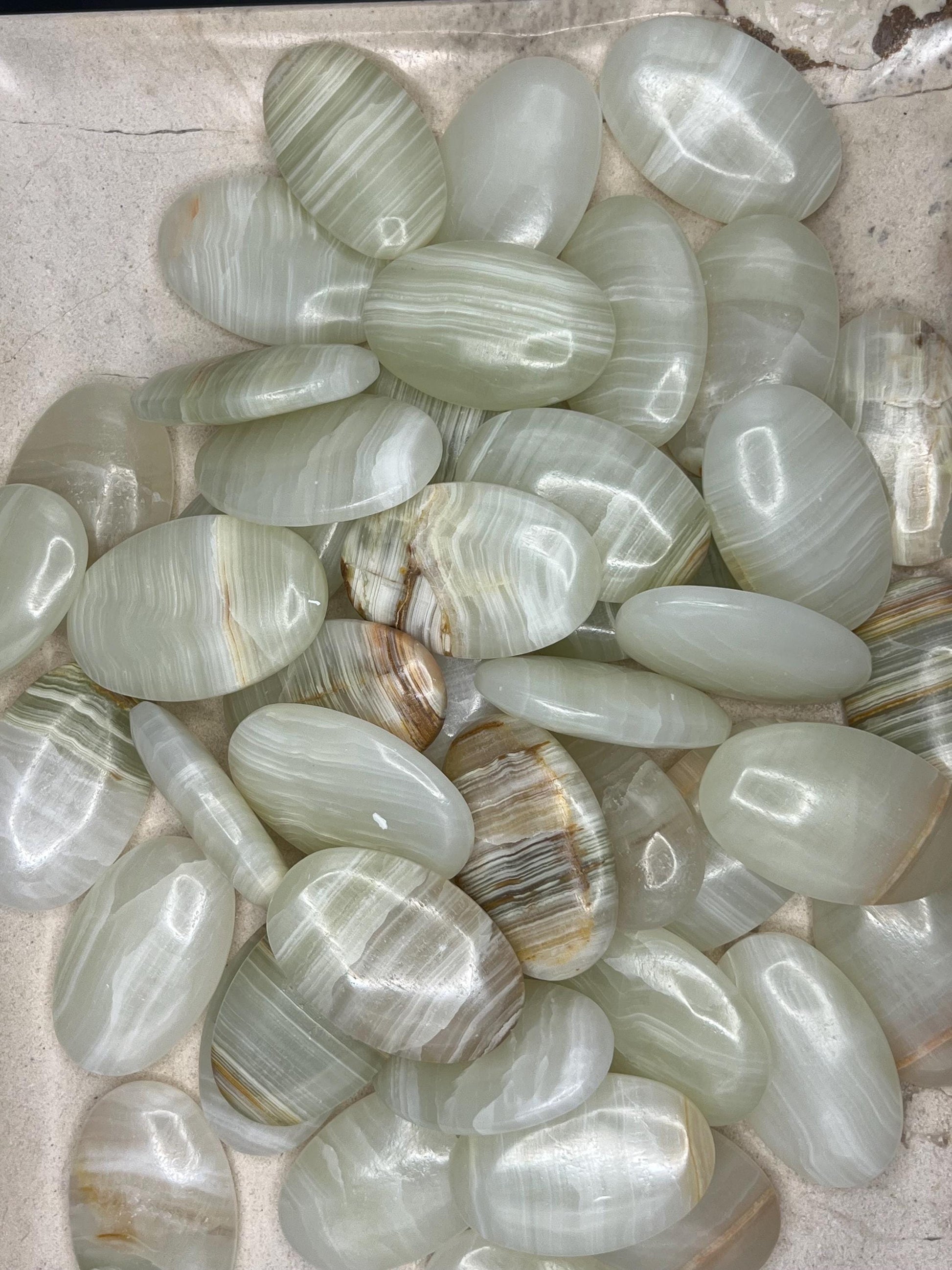 Afghan Lapis Jade Palm Stone: Carved Crystal Worry Stone Home Decor Worry Pocket Stress Anxiety Palm Stone
