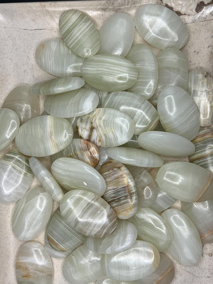 Afghan Lapis Jade Palm Stone: Carved Crystal Worry Stone Home Decor Worry Pocket Stress Anxiety Palm Stone