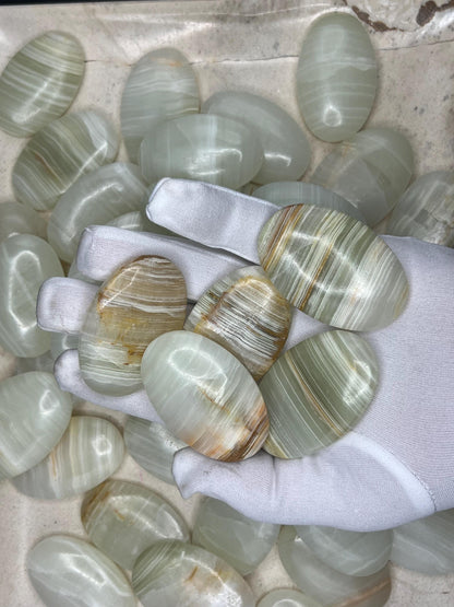 Afghan Lapis Jade Palm Stone: Carved Crystal Worry Stone Home Decor Worry Pocket Stress Anxiety Palm Stone