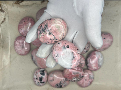 Rhodochrosite Palm Stone: Polished Calming Crystal for Stress Relief Home Decor Worry Pocket Stress Anxiety Palm Stone