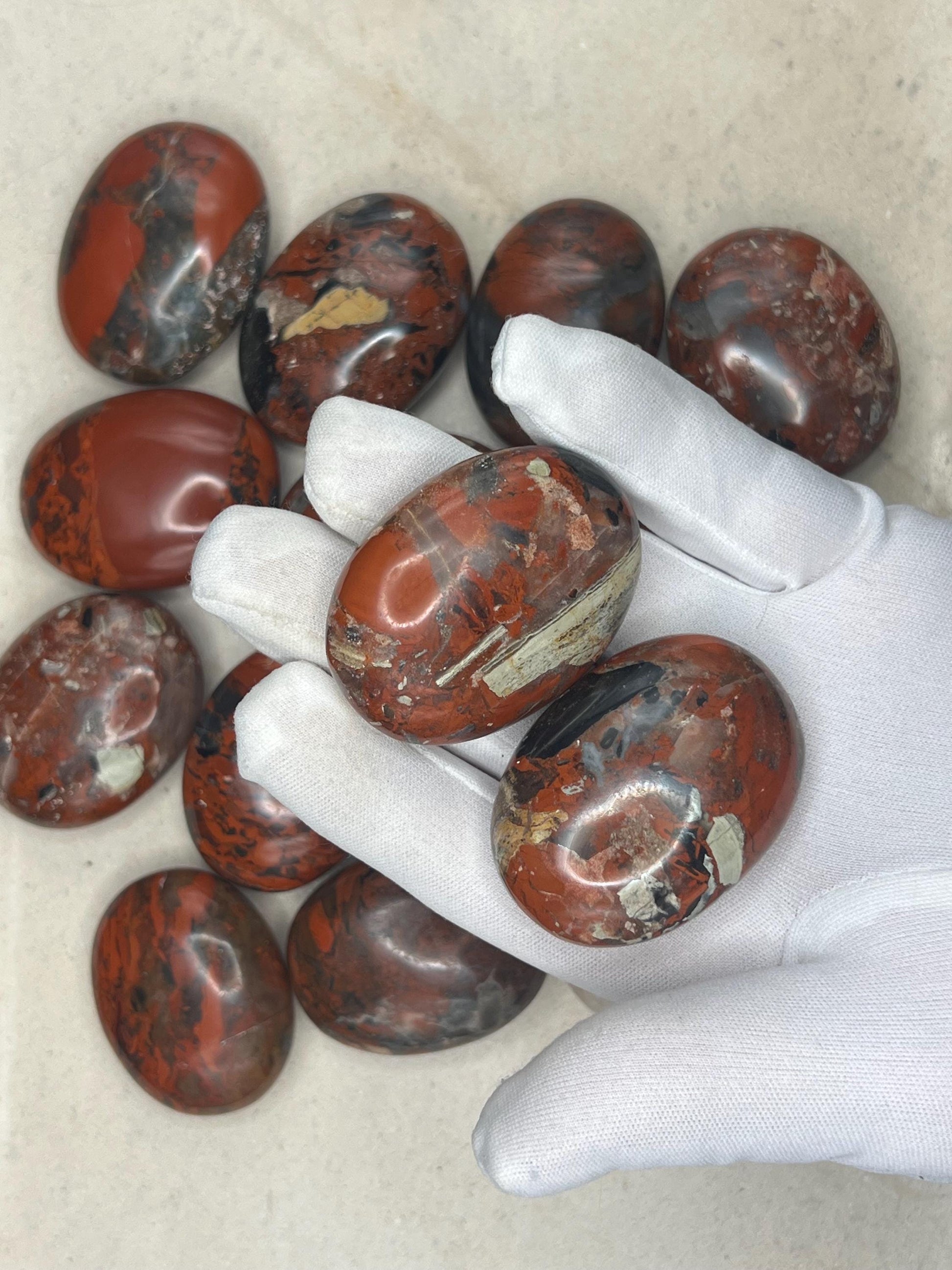 Australian Brecciated Jasper Natural Palm Stone Smooth Polished Carved Crystal Distraction Home Decor Worry Stress Relief Anxiety Gift