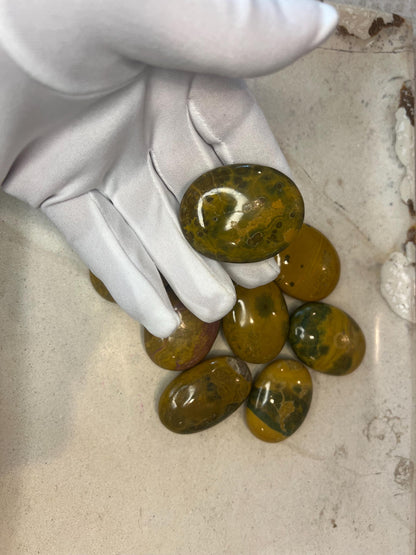 Indian Sea Jasper Palm Stone: Polished Worry Stone, Home Decor Home Decor Worry Pocket Stress Anxiety Palm Stone