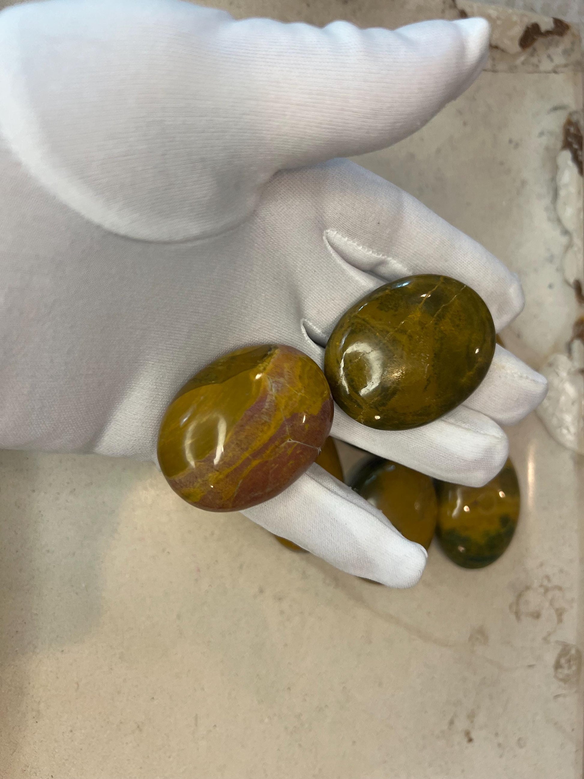Indian Sea Jasper Palm Stone: Polished Worry Stone, Home Decor Home Decor Worry Pocket Stress Anxiety Palm Stone