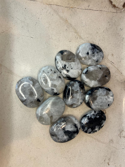 White Moonstone Palm Stone: Polished Crystal for Anxiety Relief Home Decor Worry Pocket Stress Anxiety Palm Stone