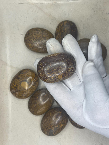 Egyptian Jasper Palm Stone: Polished Mariyam Crystal - Worry Stone Home Decor Worry Pocket Stress Anxiety Palm Stone
