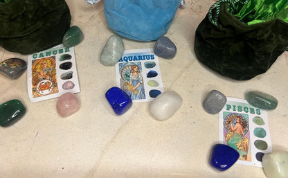 Zodiac Crystal Set: Tumbled Gemstones, Birthday Gift