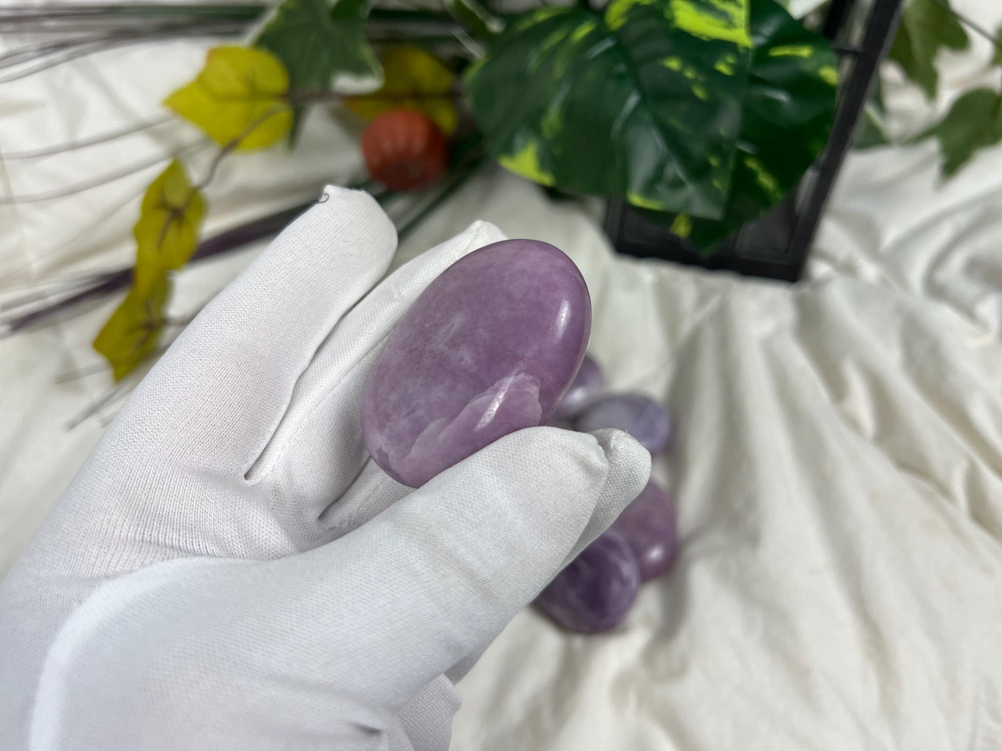 Brazilian Lithionite Natural Palm Stone Smooth Polished Carved Crystal Distraction Home Decor Worry Stress Relief Anxiety Gift Xmas Relief