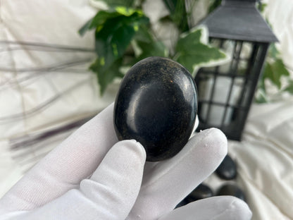 Polished Chalcopyrite Palm Stone: Chilean Copper Crystal, Worry Stone Home Decor Worry Pocket Stress Anxiety Palm Stone