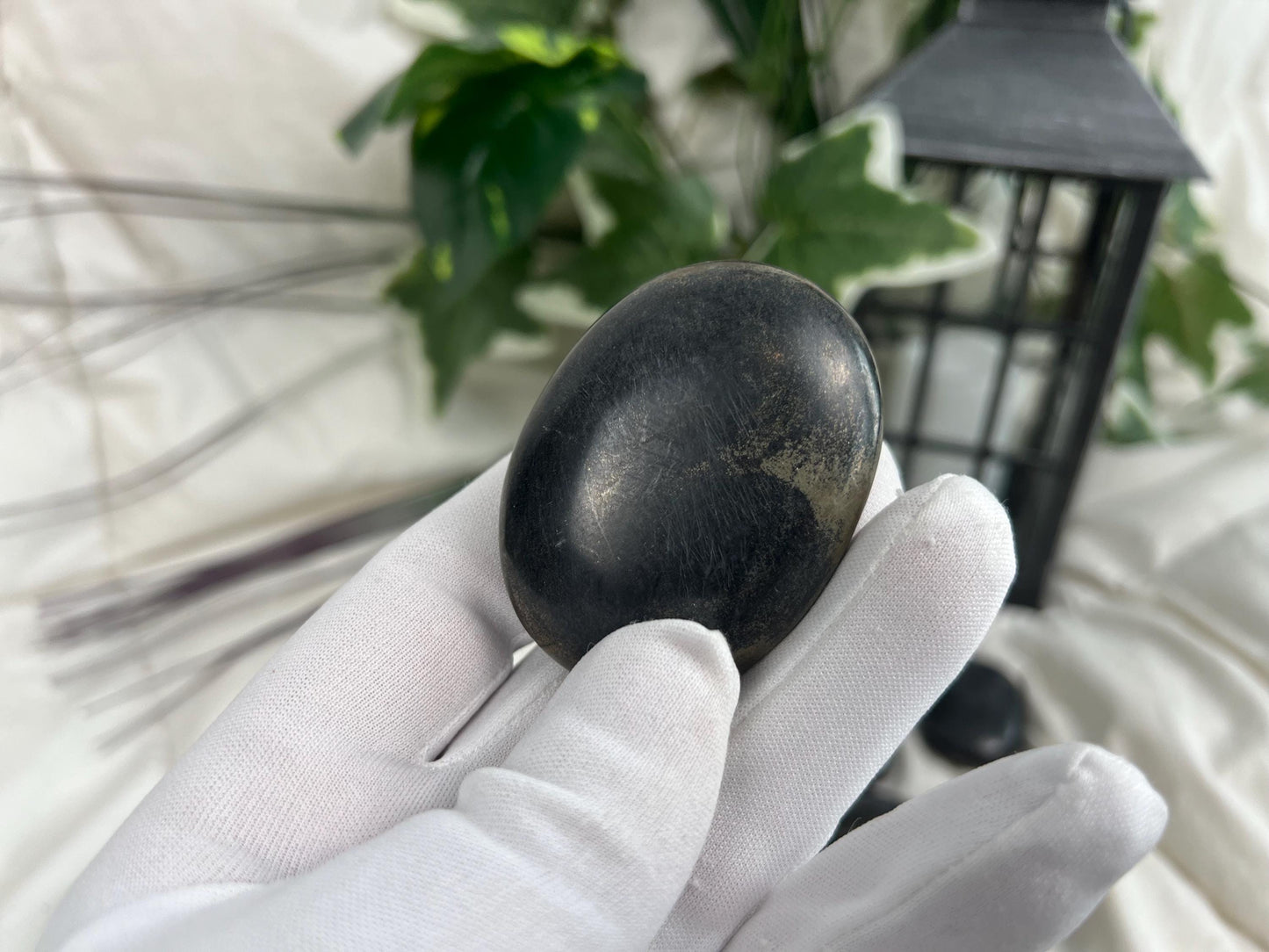 Polished Chalcopyrite Palm Stone: Chilean Copper Crystal, Worry Stone Home Decor Worry Pocket Stress Anxiety Palm Stone