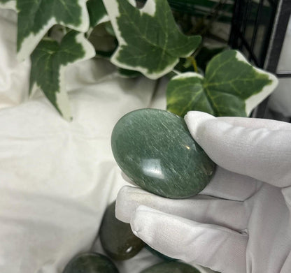 Green Mica Palm Stone: Polished Crystal for Stress & Anxiety Relief Home Decor Worry Pocket Stress Anxiety Palm Stone