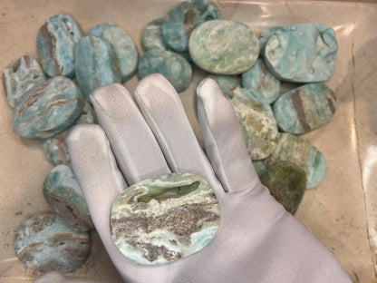 Congo Hemimorphite Palm Stone: Polished Crystal for Anxiety Relief Home Decor Worry Pocket Stress Anxiety Palm Stone