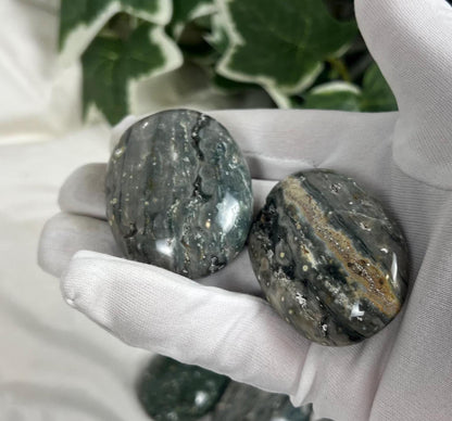 Polished Rhyolite Palm Stone: Natural Crystal for Anxiety & Stress Relief Home Decor Worry Pocket Stress Anxiety Palm Stone