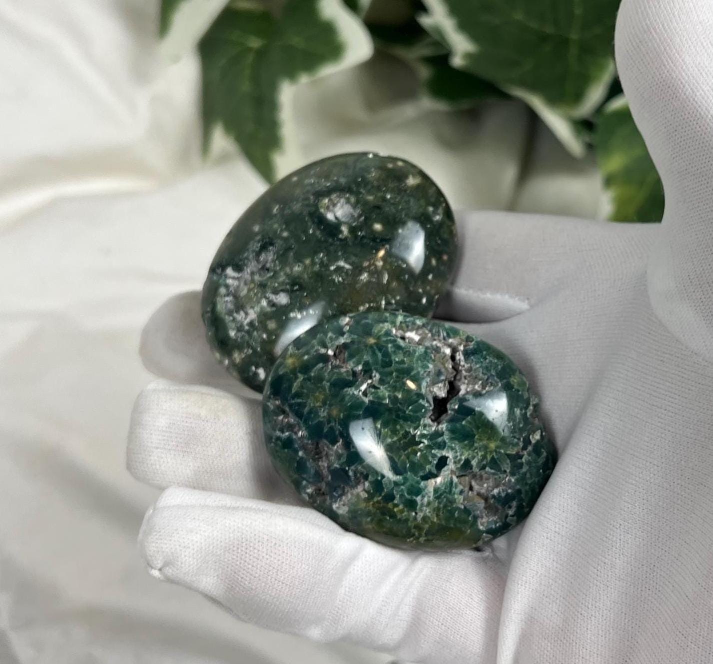 Polished Rhyolite Palm Stone: Natural Crystal for Anxiety & Stress Relief Home Decor Worry Pocket Stress Anxiety Palm Stone