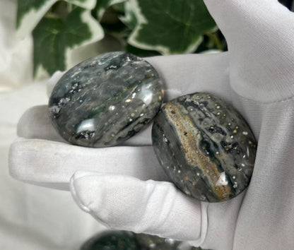 Polished Rhyolite Palm Stone: Natural Crystal for Anxiety & Stress Relief Home Decor Worry Pocket Stress Anxiety Palm Stone