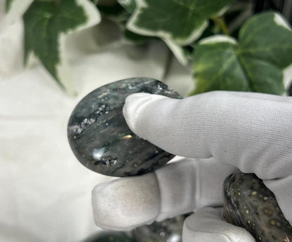 Polished Rhyolite Palm Stone: Natural Crystal for Anxiety & Stress Relief Home Decor Worry Pocket Stress Anxiety Palm Stone