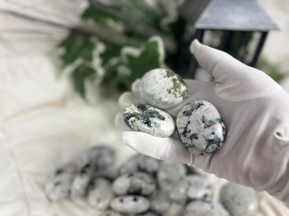 Canadian White Labradorite Palm Stone: Polished Worry Stone Home Decor Worry Pocket Stress Anxiety Palm Stone