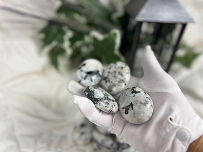 Canadian White Labradorite Palm Stone: Polished Worry Stone Home Decor Worry Pocket Stress Anxiety Palm Stone