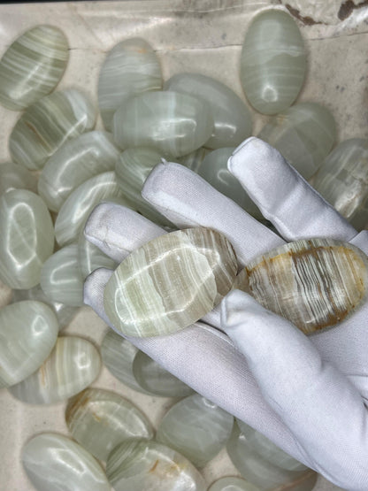Afghan Lapis Jade Palm Stone: Carved Crystal Worry Stone Home Decor Worry Pocket Stress Anxiety Palm Stone