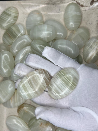 Afghan Lapis Jade Palm Stone: Carved Crystal Worry Stone Home Decor Worry Pocket Stress Anxiety Palm Stone