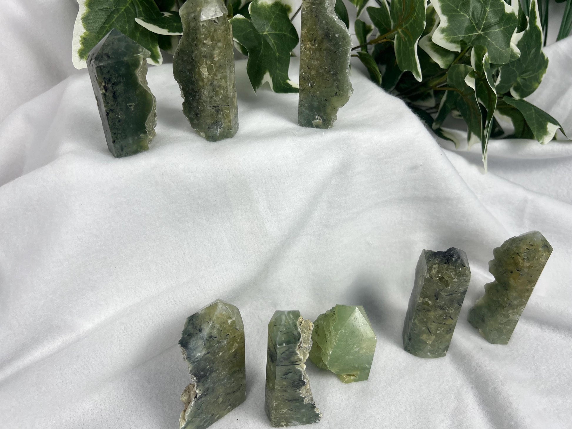 Prehnite Raw Polished Tower Natural Palm Stone Smooth Polished Carved Crystal Distraction Home Decor Worry Stress Relief Anxiety Gift Xmas