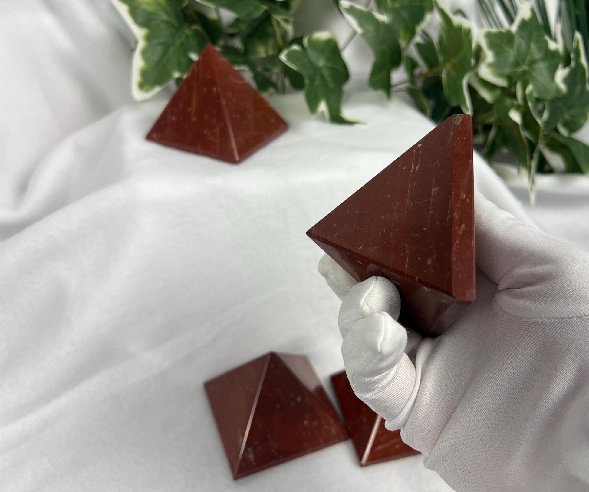 Beautiful Indian Red Jasper Natural Pyramid Smooth Polished Carved Crystal Worry Anxiety Distraction Meditation Christmas Xmas Gift Decor