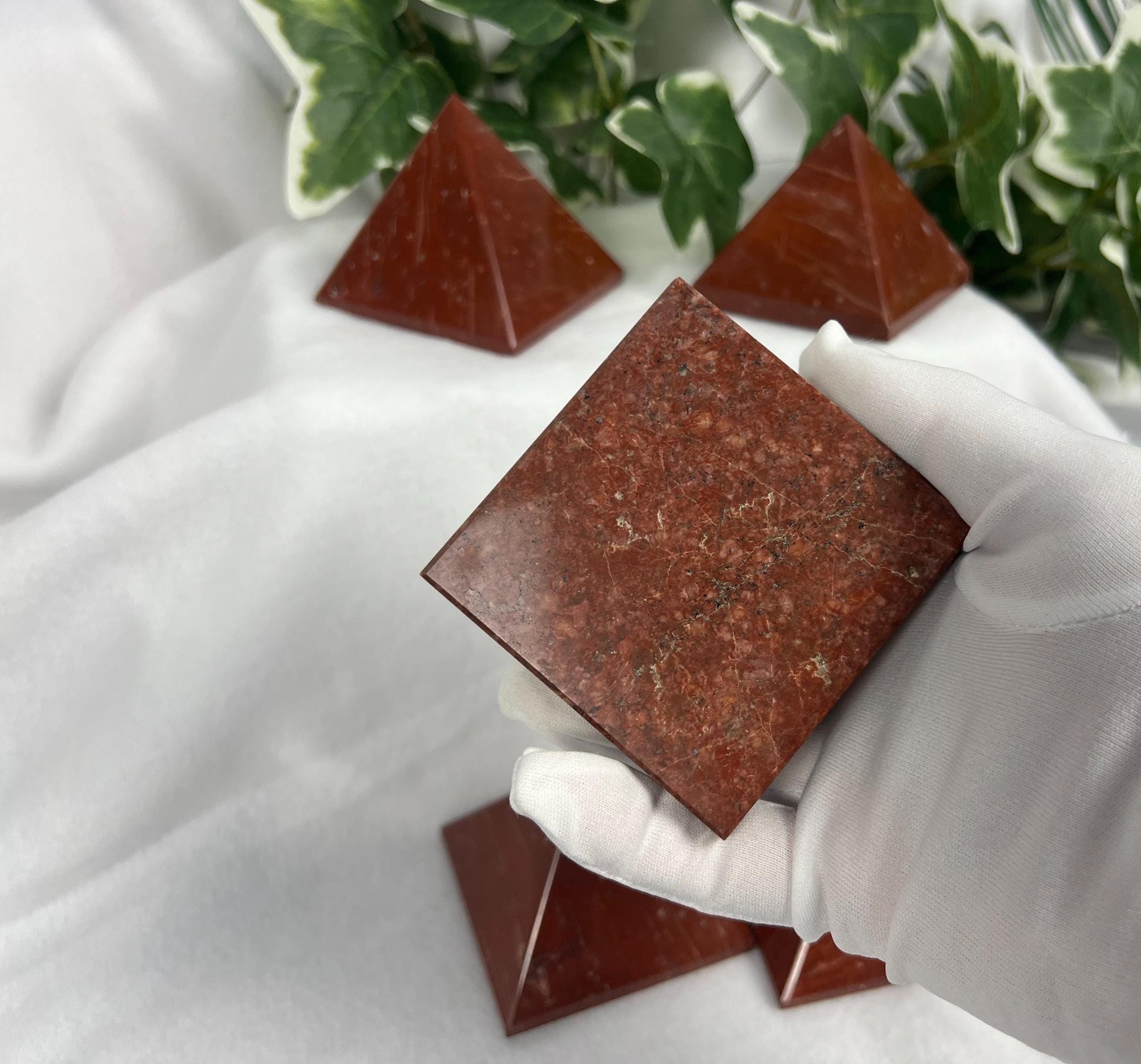 Beautiful Indian Red Jasper Natural Pyramid Smooth Polished Carved Crystal Worry Anxiety Distraction Meditation Christmas Xmas Gift Decor