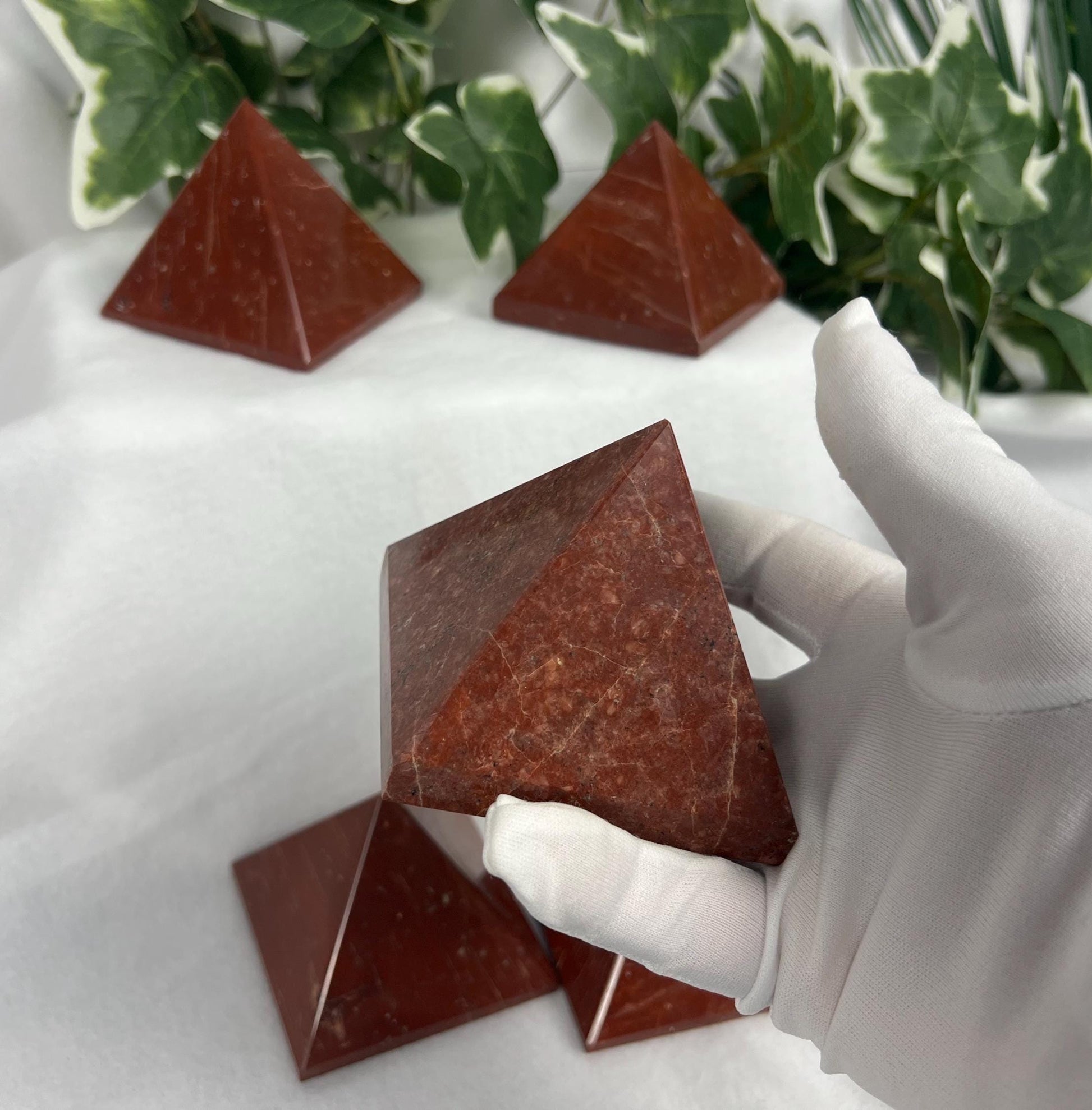 Beautiful Indian Red Jasper Natural Pyramid Smooth Polished Carved Crystal Worry Anxiety Distraction Meditation Christmas Xmas Gift Decor