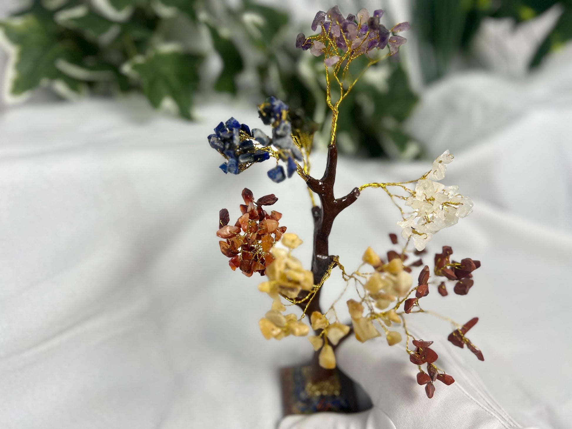 7 Chakra Crystal Tree: Copper Wire Trunk, Reiki Healing Decor