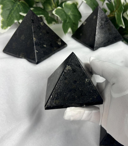 Nuummite Coppernite Pyramid: Polished Crystal Meditation Stone