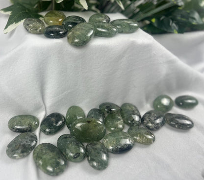 Himalayan Epidote Prehnite Palm Stone: Anxiety Relief, Meditation Crystal Home Decor Worry Pocket Stress Anxiety Palm Stone
