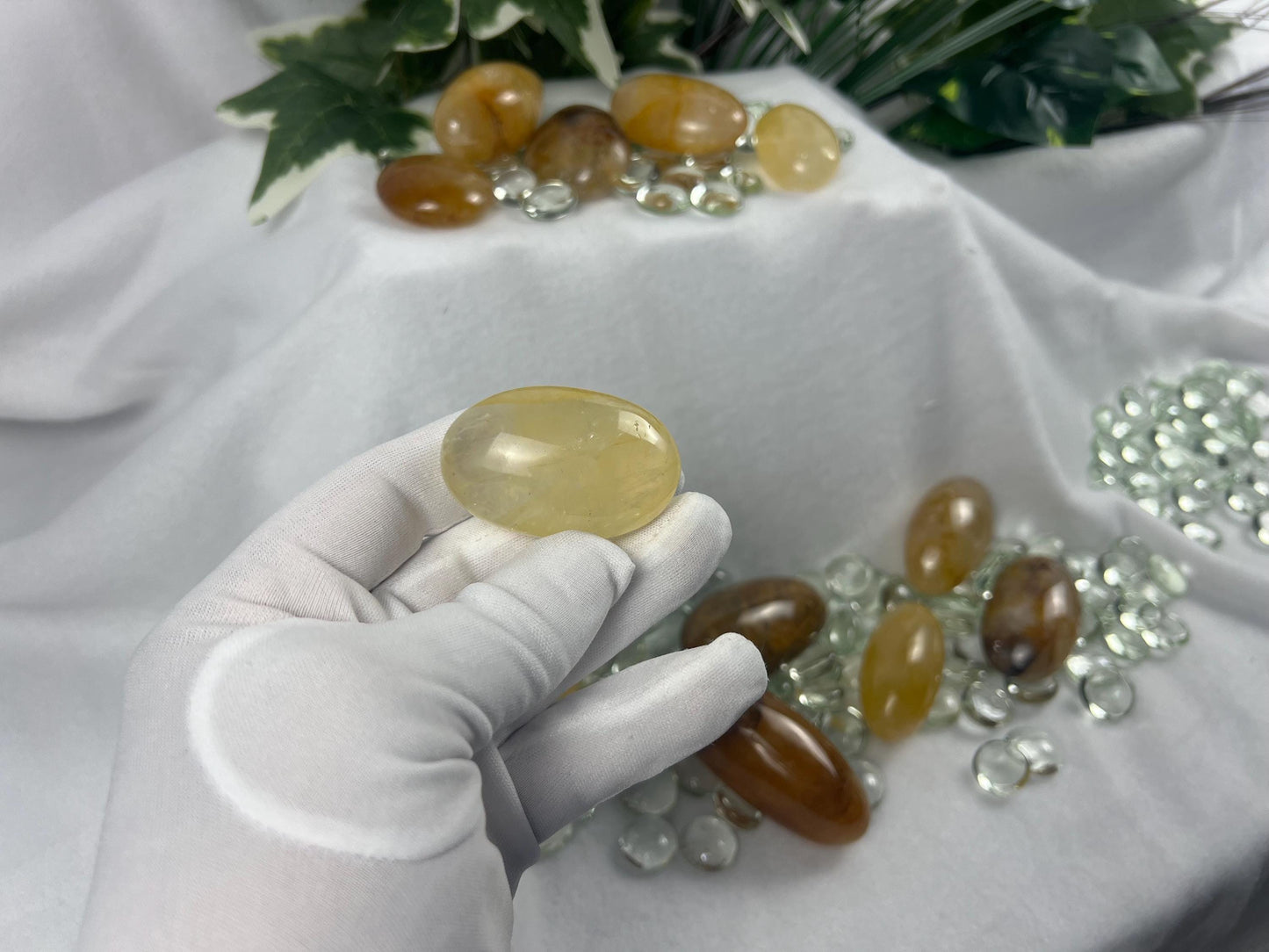 Arkansas Golden Healer Palm Stone: Cigar-Shaped Crystal for Stress Relief Home Decor Worry Pocket Stress Anxiety Palm Stone