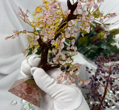 Crystal Confetti Tree Suncatcher: Copper Wire or Resin Trunk, Agate Base