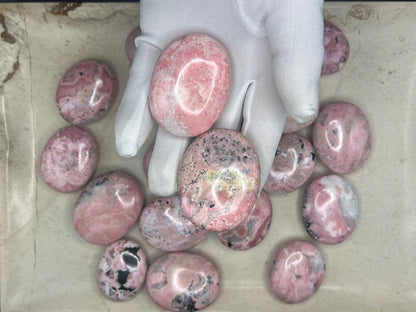 Rhodochrosite Palm Stone: Polished Calming Crystal for Stress Relief Home Decor Worry Pocket Stress Anxiety Palm Stone