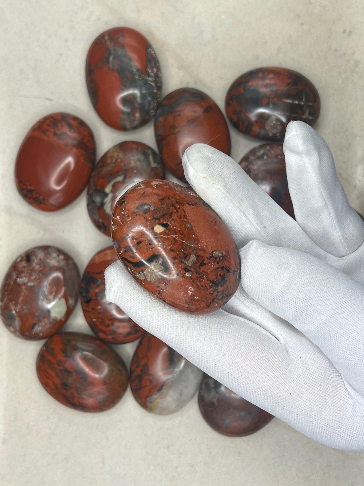 Australian Brecciated Jasper Natural Palm Stone Smooth Polished Carved Crystal Distraction Home Decor Worry Stress Relief Anxiety Gift