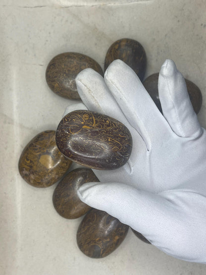 Egyptian Jasper Palm Stone: Polished Mariyam Crystal - Worry Stone Home Decor Worry Pocket Stress Anxiety Palm Stone