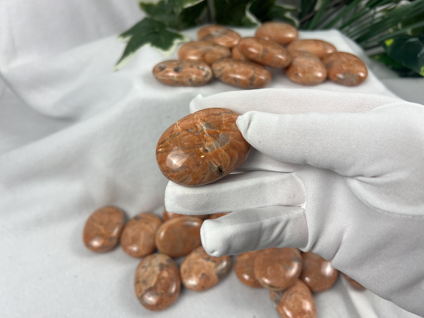 Red Moonstone Palm Stone: Polished Crystal for Anxiety Relief Home Decor Worry Pocket Stress Anxiety Palm Stone