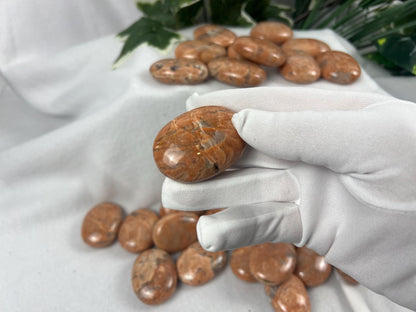 Red Moonstone Palm Stone: Polished Crystal for Anxiety Relief Home Decor Worry Pocket Stress Anxiety Palm Stone