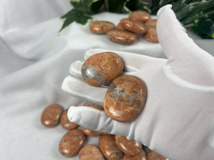 Red Moonstone Palm Stone: Polished Crystal for Anxiety Relief Home Decor Worry Pocket Stress Anxiety Palm Stone