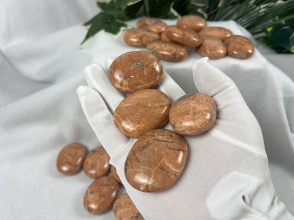 Red Moonstone Palm Stone: Polished Crystal for Anxiety Relief Home Decor Worry Pocket Stress Anxiety Palm Stone