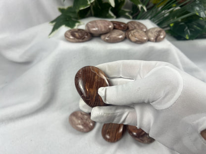 Volcanic Chocolate Jasper Palm Stone: Polished Crystal for Anxiety Relief Home Decor Worry Pocket Stress Anxiety Palm Stone